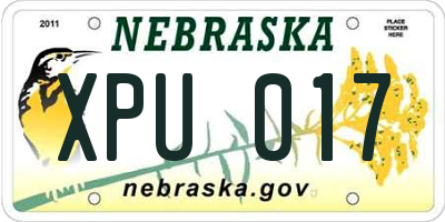 NE license plate XPU017