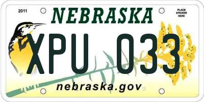 NE license plate XPU033