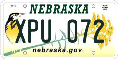 NE license plate XPU072