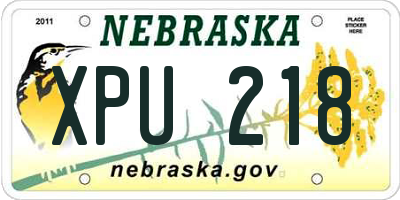 NE license plate XPU218