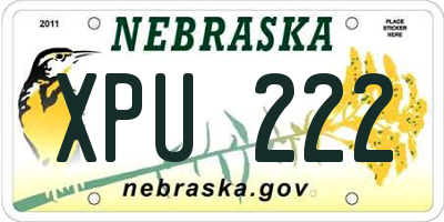 NE license plate XPU222