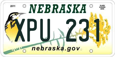 NE license plate XPU231