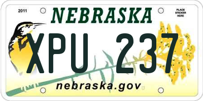 NE license plate XPU237