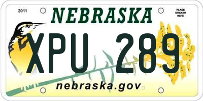 NE license plate XPU289