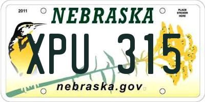 NE license plate XPU315