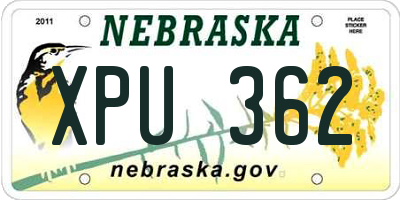 NE license plate XPU362