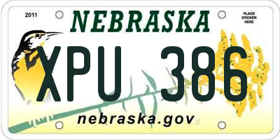 NE license plate XPU386