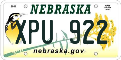 NE license plate XPU922