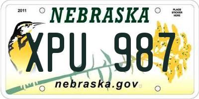 NE license plate XPU987