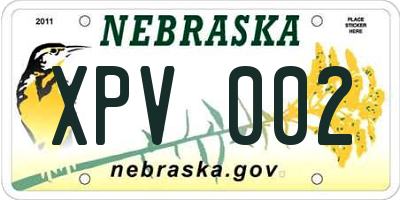 NE license plate XPV002