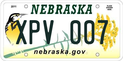 NE license plate XPV007