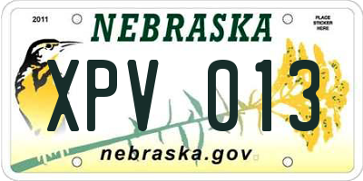 NE license plate XPV013