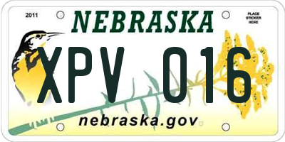 NE license plate XPV016