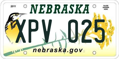 NE license plate XPV025