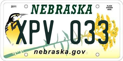 NE license plate XPV033