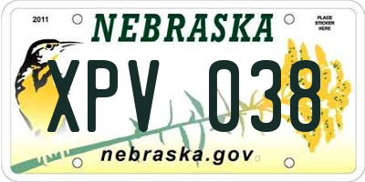 NE license plate XPV038