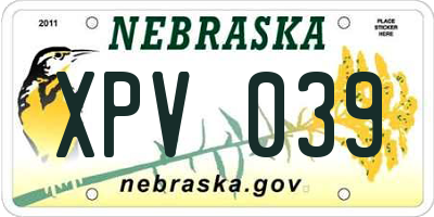 NE license plate XPV039