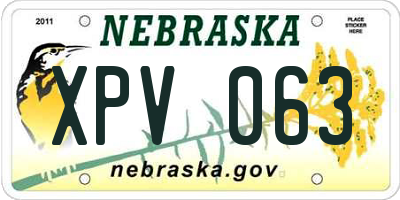 NE license plate XPV063