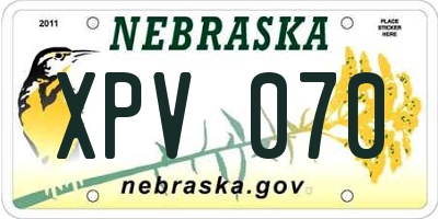 NE license plate XPV070