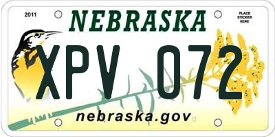 NE license plate XPV072