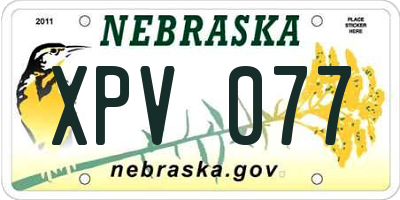 NE license plate XPV077