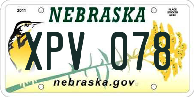 NE license plate XPV078