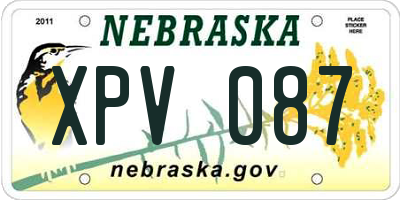 NE license plate XPV087