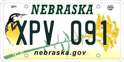 NE license plate XPV091
