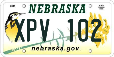 NE license plate XPV102