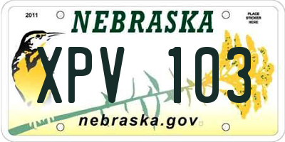 NE license plate XPV103