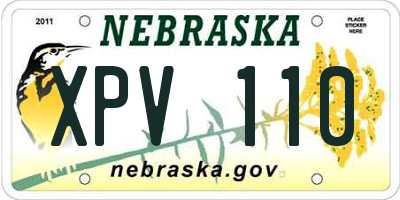 NE license plate XPV110