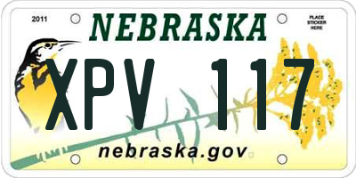 NE license plate XPV117