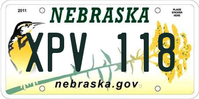 NE license plate XPV118