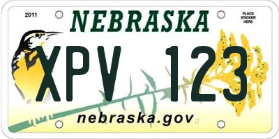 NE license plate XPV123