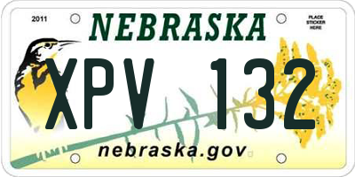 NE license plate XPV132