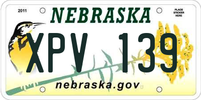 NE license plate XPV139
