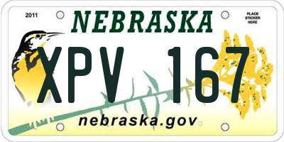 NE license plate XPV167