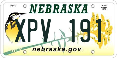 NE license plate XPV191