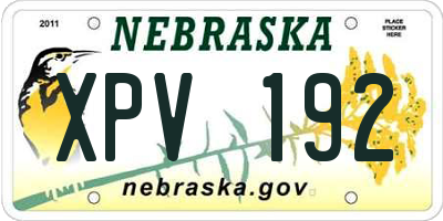NE license plate XPV192
