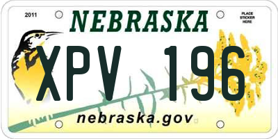 NE license plate XPV196
