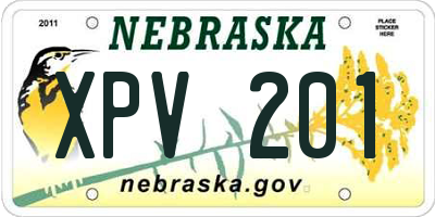 NE license plate XPV201