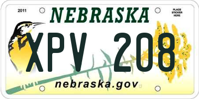 NE license plate XPV208
