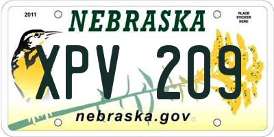 NE license plate XPV209