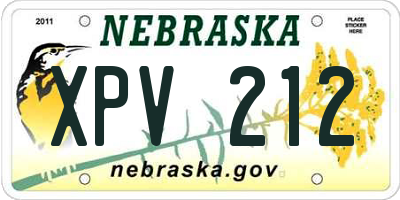 NE license plate XPV212