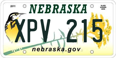 NE license plate XPV215