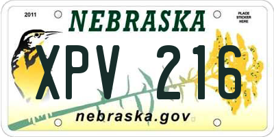 NE license plate XPV216