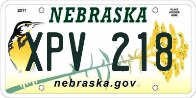NE license plate XPV218