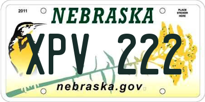 NE license plate XPV222