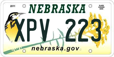 NE license plate XPV223