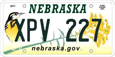 NE license plate XPV227
